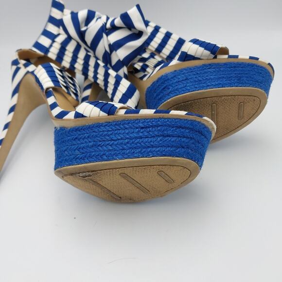 Zigi soho‎ Khloe Blue White Open Toe Platform Ankle Strap High Heels Size 9 - Picture 4 of 6